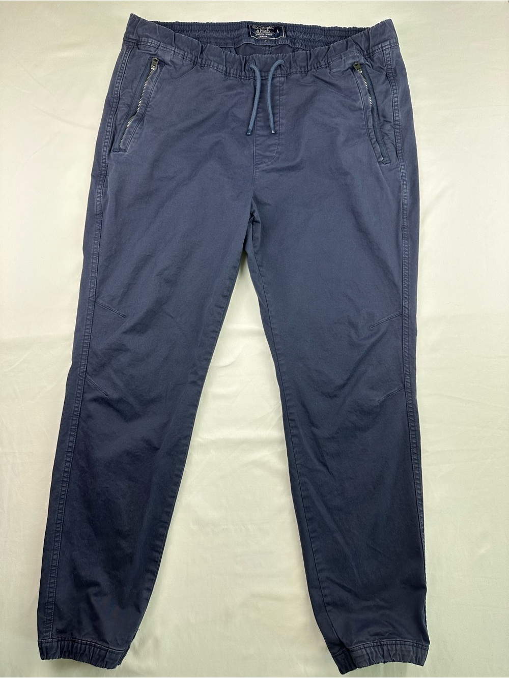 Abercrombie & Fitch Men’s Navy Blue Jogger Pants Drawstring Chino Trousers L